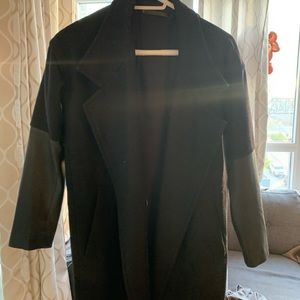 All saints black coat with leather sleeve
